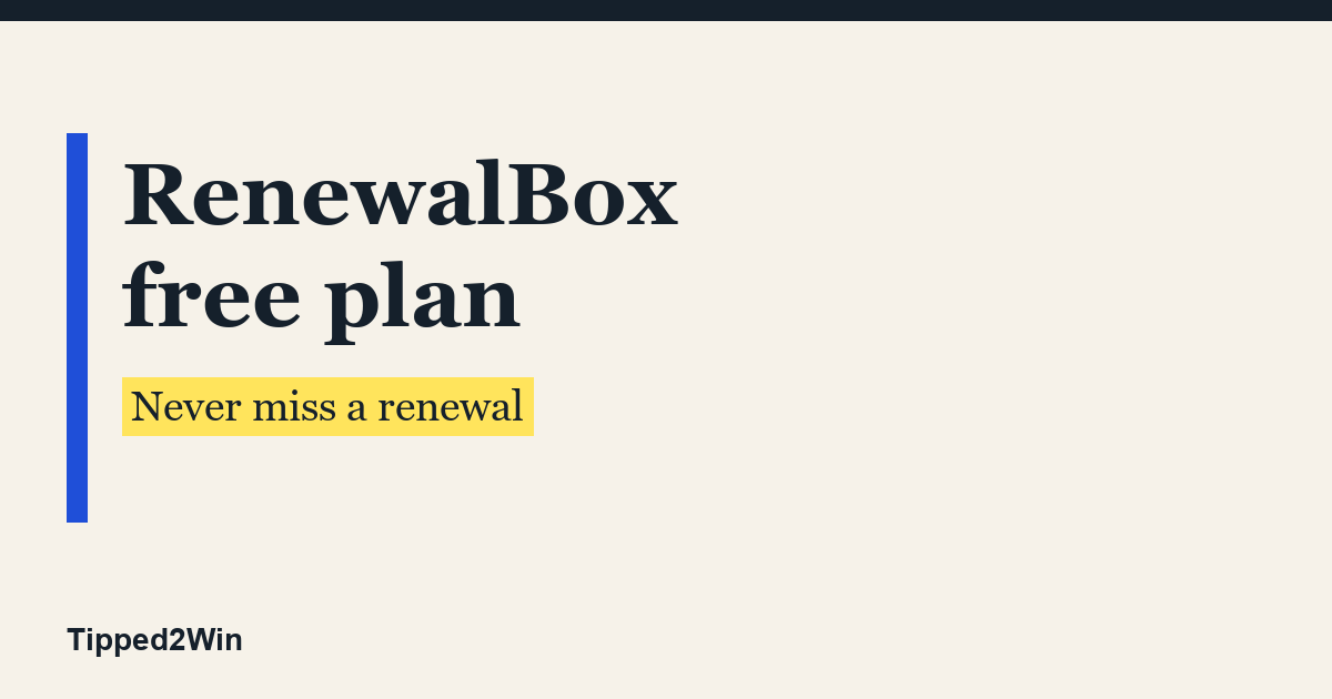 RenewalBox free plan - Tipped2Win